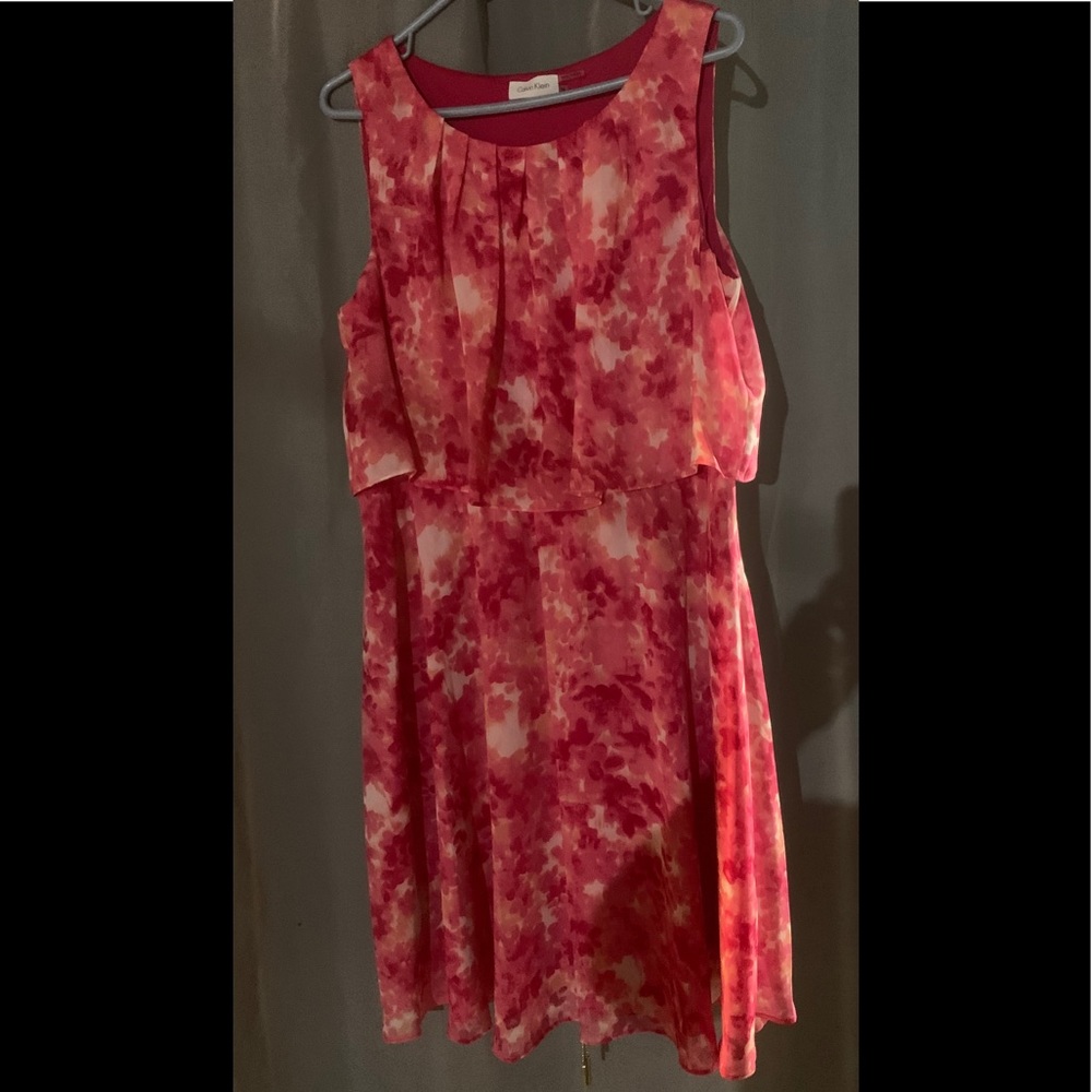 Multi pink dress with gold chain belt